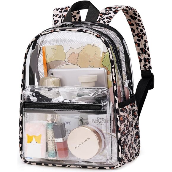 New Beautiful Light Leopard Clear Small Backpack for Girls, Women's (12x12x6) - Picture 1 of 8